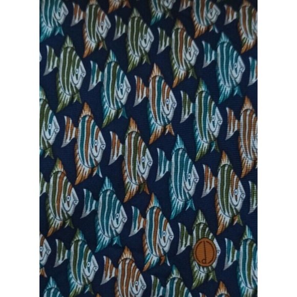 DUNHILL Blue Fish Logo Silk Tie ITALY 60"/ 4" EC - Picture 5 of 7